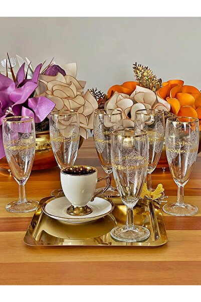 P&ORA PREMIUM KITCHEN PRODUCTS 6-Person Original Gilded Special Lace Coffee W...