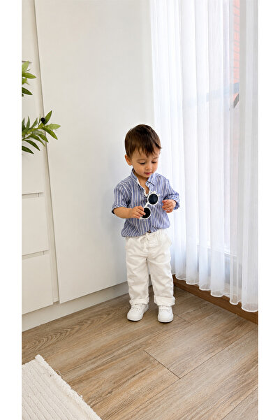MODA ARPOL Erkek Çocuk Çizgili Mavi Gömlek