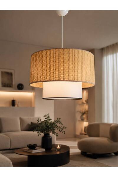 Emg DesiGn XXL Kumaş Sarkıt Avize 45 cm Çap Bohem Rustik Modern Vintage Salon...