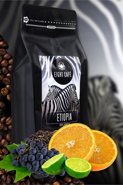 EIGHT CAFE Cafea boabe Etiopia Arabica 1 kg (Artizanală)