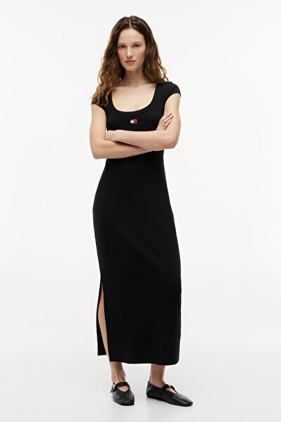 Tommy Hilfiger Tjw Women's Maxi Badge Black Dress Ext