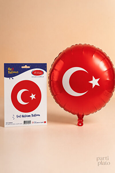 He2 Balloons Turkish Flag Foil Balloon 18 Inch 45 Cm, Moon Star Printed Round...