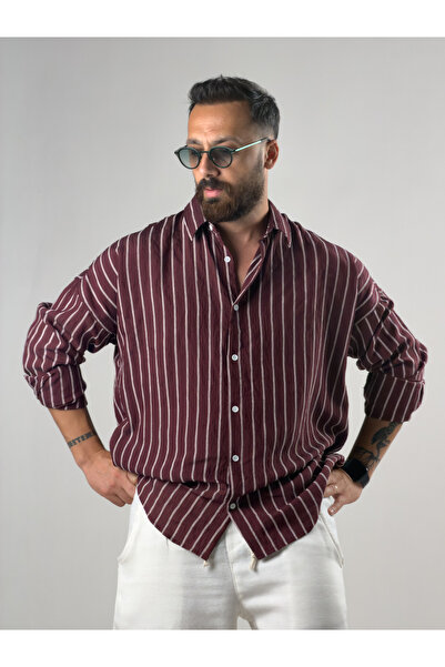 COCOPELLI Striped Burgundy Men's Shirt Coc3267