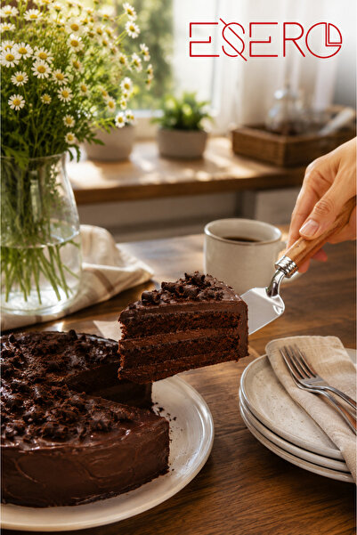 ESERO Wooden Handle Cake Serving Shovel 27 cm Cake and Pastry Serving Spatula...