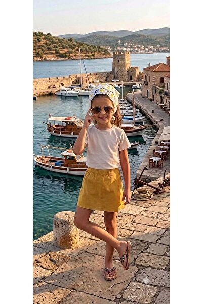 aynuraa Girl's Shorts, Skirt, and Plain T-Shirt 2-Piece Set