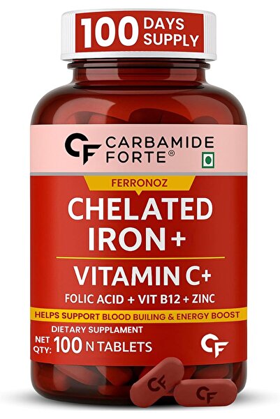 Carbamide Forte Chelated Iron + Vitamin C, B12, Folic Acid & Zinc - 100 Veg I...
