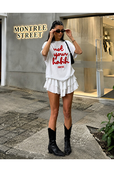 MONTREE Oversize Habibi Baskılı %100 Pamuk T-shirt