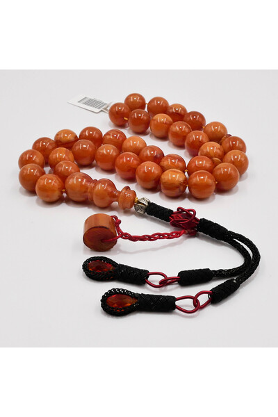 Generic Antique German Musk Rosary 33 Beads 12.5mm Marbled Orange Prayer Bead...