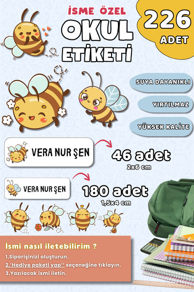 Hume Craft 226 Adet Kişiye Özel Okul Etiketi Kalem Defter Etiketi Özel Isim Y...