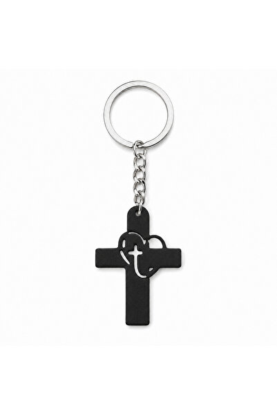 sportivoshop Breloc cruciulita cu inima, model crestin decorativ, pandantiv a...