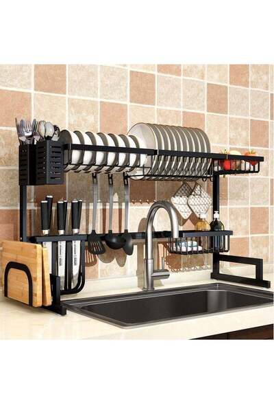 Generic Over The Sink Dish Drying Rack Organizer Black