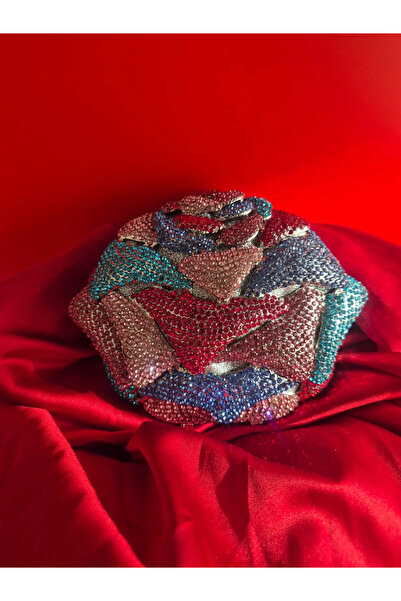 Svarn Atelier Crimson Sapphire Rose Crystal Clutch Bag Rhinestone Bag