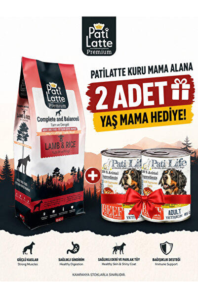 Pati Latte PatiLatte Kuru Köpek Maması 15 Kg 20 protein 10 yağ 2 ADET Konserv...