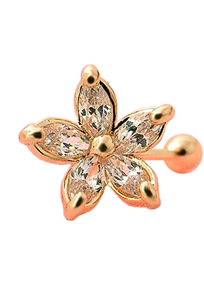 VeeShop Ear cuff earring, small flower with five crystals