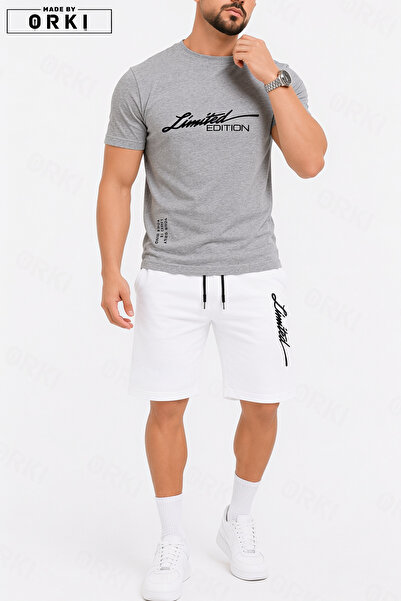 EFFRENATU Limited Edition Printed Cotton Fabric Unisex T-Shirt-White Shorts Set