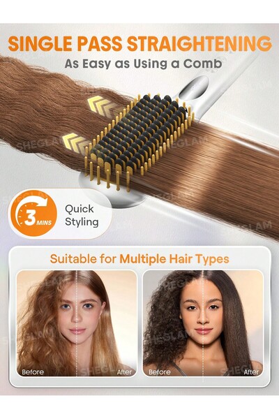 SHEGLAM Sleek Chic Triple- Straightening Brush - Üçlü Kavrama Teknolojili Pro...