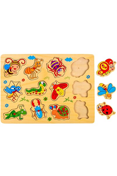 OEM Puzzle din lemn cu insecte, 12 piese (30x22cm)
