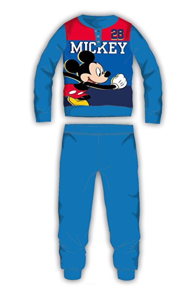 Disney Mickey Pijama albastră 3-6 ani cu nasturi la gât și print în textură 1...