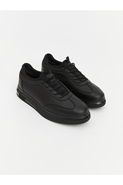 LC Waikiki Lcw Steps Black Leather Look Thick Sole Men's Sneaker