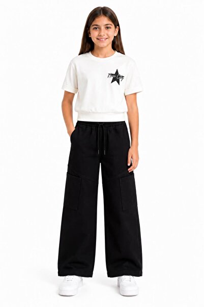 LUCEVERA Girls' New City Printed Top and Bottom Set Casual Set with Wide-Legg...