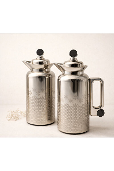 genric Trumis Luxury Silver Platinum Flower of Life Design Thermos & Flask Se...