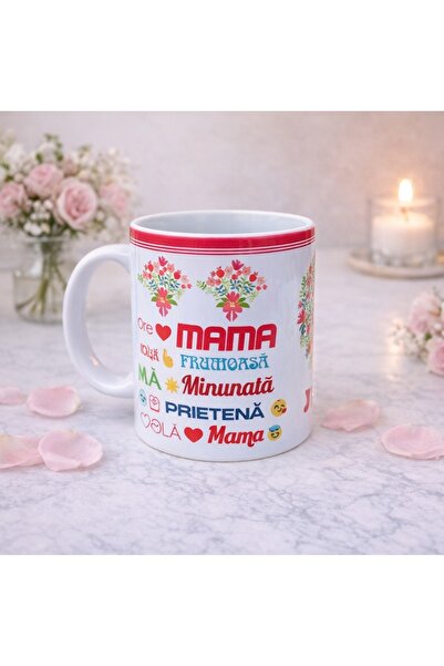 velve Cana cadou pentru Mama cu mesaj Te iubesc si inima florala