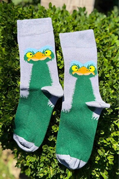 LouSocks Deve Kuşu Desenli Tasarım Unisex Soket Çorap