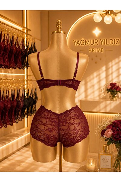AFRA İÇ GİYİM ROMANTİK TÜL GECELİK BORDO