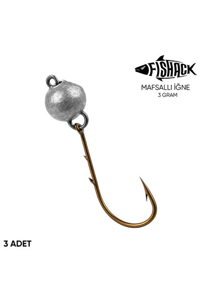 Fishack Mafsallı Jighead - Hareketli Kurşunlu İğne - - 3 Gram - 3'lü Paket