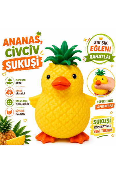 BLACK DİAMOND PLUSH TOY 🍍 Ananas Civciv Sukuşi – Yumuşak Squishy Stres Gider...