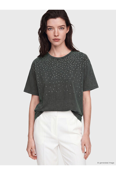 LC Waikiki Tricou de damă din bumbac 100% cu strasuri