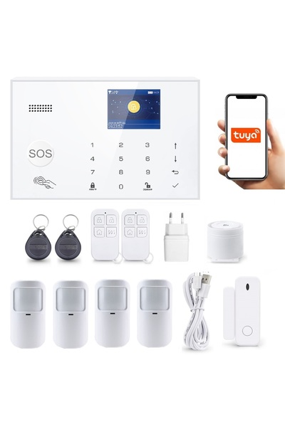 OnShop Alarma Wireless LCD 2.4" Wifi GSM, Onshop, Tuya Smart, 4xPIR, Alb
