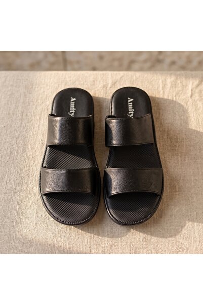 Lucky Steps Men's Minimalist Arabian Style Slide Sandals Wear-Resistant PU Le...