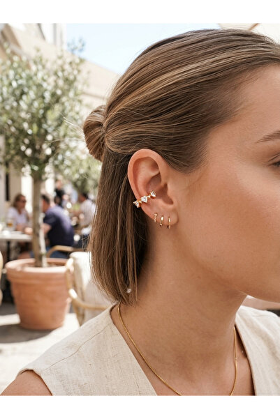 MuseumofYou Cartilage Earrings, Heart-Shaped Zircon Stone, Gold Color Plated,...