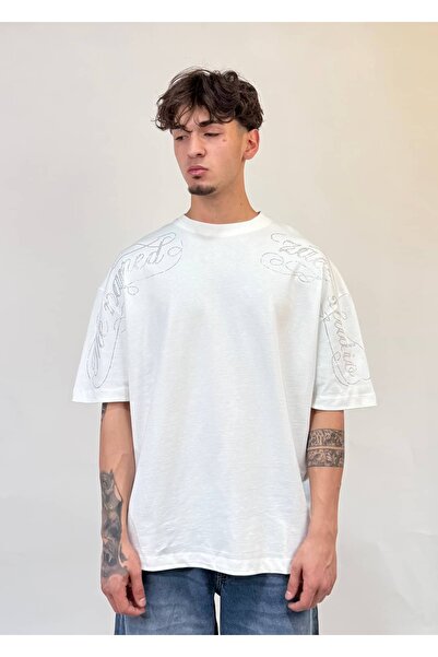 zaee Script Stone Embroidered Oversize T-Shirt