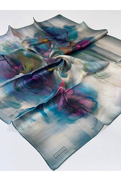 Armine Sura Silk Scarf Nostalgia Petrol Blue