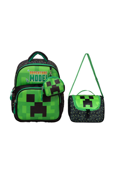 Waddell Deri Baskılı Minecraft Erkek Anaokul Sırt Çantası Okul Öncesi Çocuk S...