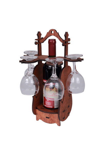 LimArt Set Cadou Vin: Suport din Lemn sub Forma de Vioara cu Sticla de Vin 75...