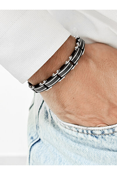 FERRO Black and Silver Steel Men's Bracelet Frj10228A-J 2 Year Warranty Gift ...