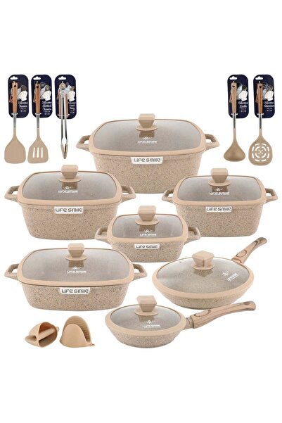 Lifesmile Life Smile Granite Nonstick Cookware Set with Lids – Multi-Layer Gr...