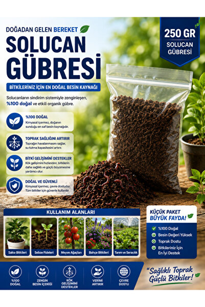 rrm tedarik solucan gübresi bahçe bitki ofis çiçekleri için 250 gr ( 25 litre...