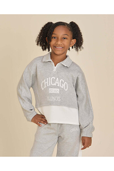 REDTAG Grey Mélange Printed Sweatshirt