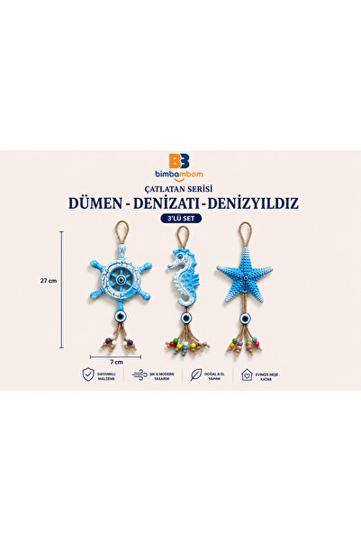 bimbambom Çatlatan Serisi, 3lü Obje set, Gemici dümeni, Denizatı, Denizyıldız...