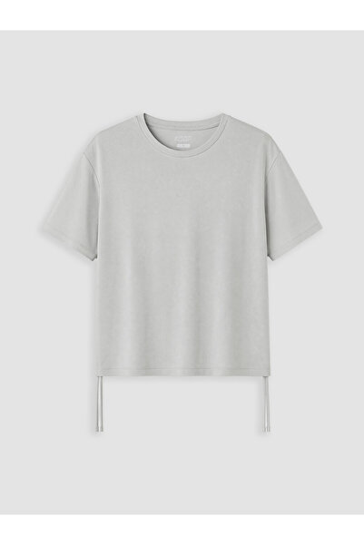 LC Waikiki Gray Drawstring Modal Blend Women's Sports T-Shirt
