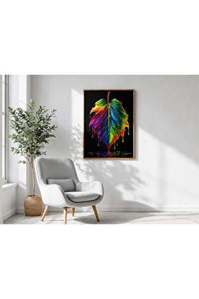 Ghaith Store Rainbow Leaf Canvas Painting Luminous Design Modern Wall Art for...