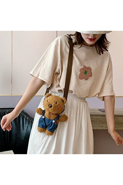 synshop Teddy Bear Brown Moonlight Plush Shoulder Bag Crossbody Women's and C...