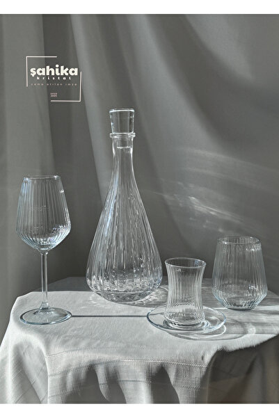 Şahika Kristal cama atılan imza İpek 49 Piece Crystal Glass Cup Set for 12 Pe...