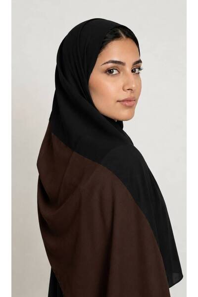 Veil Designer Black and Brown Two-Layered Bowal Veil for Women, Japanese Bowa...