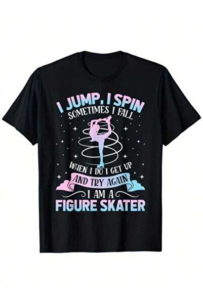 Astogria13 تي شيرت Ice Fun Quotes بتصميم Jump, Spin, Sometimes I Fall، بوزن 1...