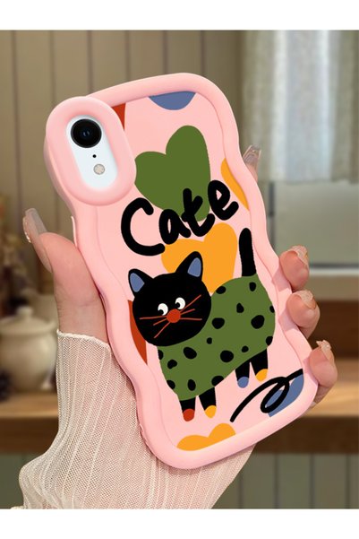 Hontinga iPhone Xr Compatible Case Camera Protector Pink Silicone Couple Phon...